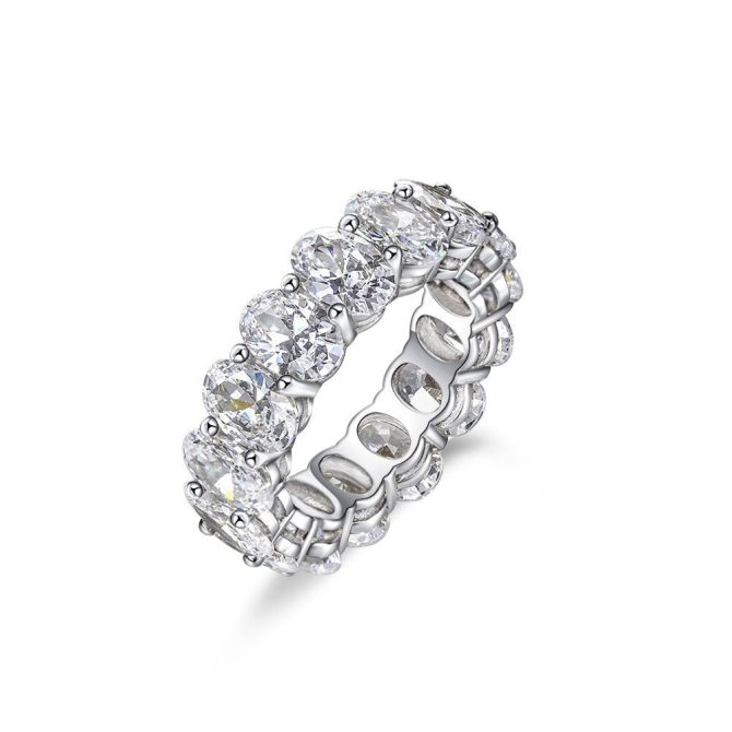 S925 sterling silver high carbon diamond ring inlaid 0.75ct egg-shaped 5*7 simple ring for women