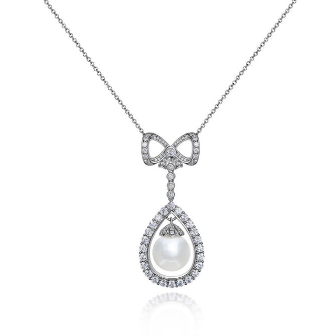 S925 sterling silver temperament pearl series pendant luxury micro-inlaid diamond necklace