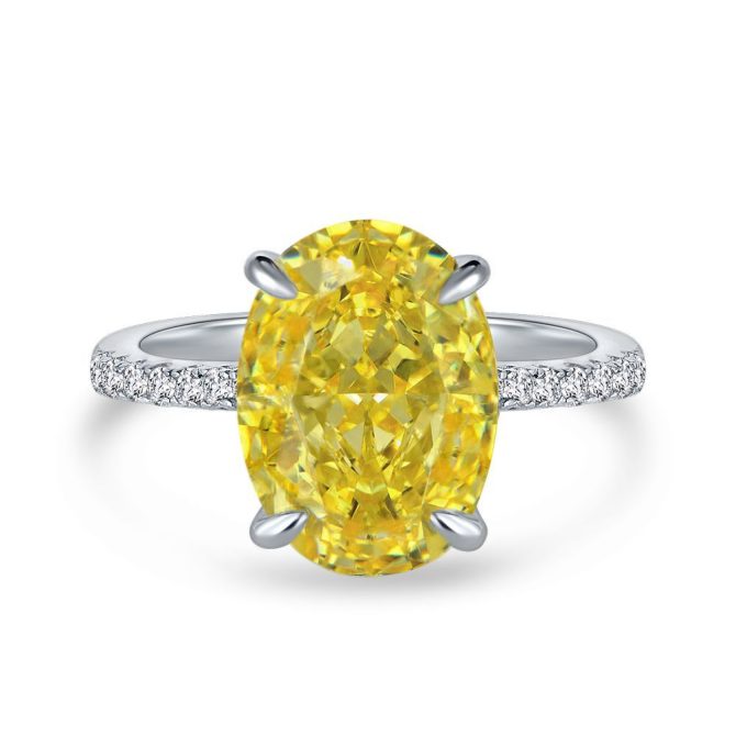 S925 sterling silver 4ct vivid yellow high carbon diamond ring withluxury female ring