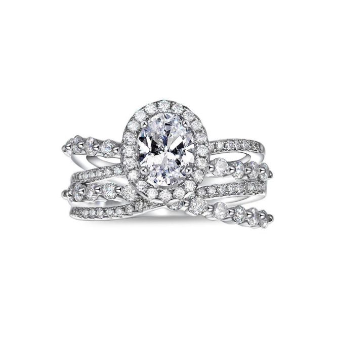 S925 sterling silver 1 carat egg-shaped high carbon diamond