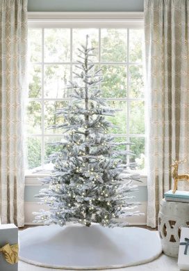 9' King Noble Flock Artificial Christmas Tree with 700 Warm White LED Lights