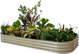 Garden Raised Garden Bed Kit, 11" Tall 10 in 1 Modular Raised Garden Beds Kit, Metal Planter Box for Vegetables, Flowers, Herbs, Morden Gray