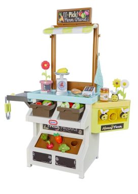 3-in-1 Garden to Table Market Pretend Garden Food Growing and Cooking Toy Role Play Kitchen Playset for Multiple Kids and Toddlers