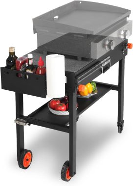 Grill Table for Blackstone Griddle, Portable Griddle Table with Caddy - Fit 17 or 22 Other Tabletop Grill, Foldable Ninja Grill Stand& Blackstone Griddle Stand for Outdoor Tailgating-Camping