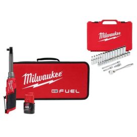 2569-21-48-22-9508 M12 12V Lithium-Ion 3/8 in. Extended Reach High Speed Cordless Ratchet Kit w/3/8 in. Drive Mechanic Set (32-Piece)