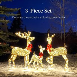 Best Choice Products 3-Piece Large Lighted Christmas Deer Family Set 5Ft Outdoor Yard Decoration with 360 LED Lights, Stakes, Zip Ties
