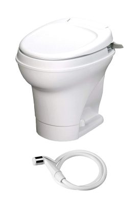 Aqua-Magic V RV Toilet Hand Flush with Hand Sprayer / High Profile / White C Thetford 31675