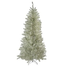 9 ft. Unlit Metallic Sheer Champagne Artificial Tinsel Christmas Tree
