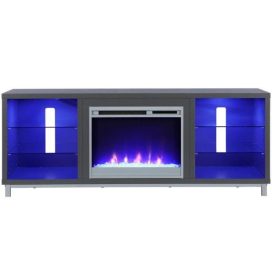 Cleavland 64.76 in. Freestanding Electric Fireplace TV Stand in Graphite Gray