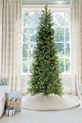 10' King Douglas Fir Slim Quick-Shape Artificial Christmas Tree with 900 Warm White & Multi-Color LED Lights