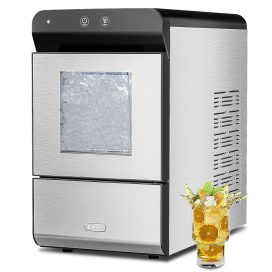 V2.0 Countertop Gemi Nugget Ice Maker | Self-Cleaning Pellet Ice Machine | Open and Pour Water Refill | Stainless Steel Housing | Fit Under Wall Cabinet | White