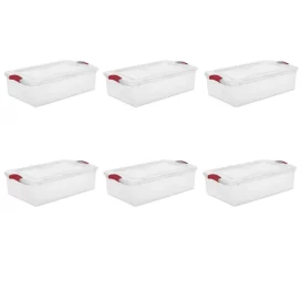32 Qt. Latch Box Plastic, Infra Red, Set of 6