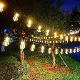 Solar Outdoor String Lights 20 Vintage Bulbs 5M 16.4FT for Camping Patio