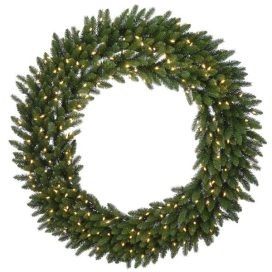 60 in. Feel Real(R) Grande Fir Artificial Christmas Wreath with 300 Warm White LED Lights