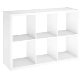 30-in H x 43.82-in W x 13.5-in D White Wood Laminate 6 Cube Organizer