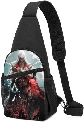 Assassins Creed Origins Crossbody Bags Sling Backpack for Man & Women Anime Chest bag Multifunction Hiking Pack Small Shoulder Backpack,Camping,Sports Shoulder Bag,Small Travel Daypack