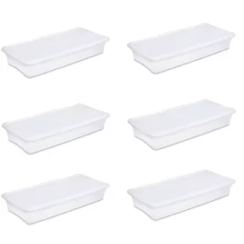 41 Quart Lightweight Under Bed Storage Box Container, 6 Pack