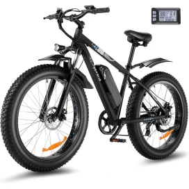 Speedrid 26" x 4" Fat Tire Electric Bike for Adult 3H Fast Charge, 500W Electric Mountain Bike with 48V 10.4Ah Removable Lithium-Ion Battery, Lockable Suspension Fork, Shimano 7 Speed