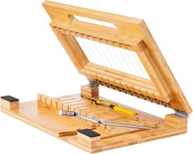Soap Cutter, Cut 1-12 Bars, Precisely and Accurately Cut 1 Inch Bars, Multi Handmade Soap Wire Cutter, Bamboo Soap Slicer with Steel Wire, for Loaf Candles Cheese Butter DIY Making Tool