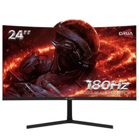 CRUA 24 180Hz Curved Gaming Monitor C FHD 1080P Frameless Computer Monitor, AMD Freesync, Low Motion Blur,Dp&Hdmi Port, Black
