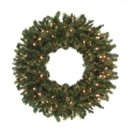 12 ft. Pre-Lit High Sierra Pine Commercial Artificial Christmas Wreath with Clear Lights