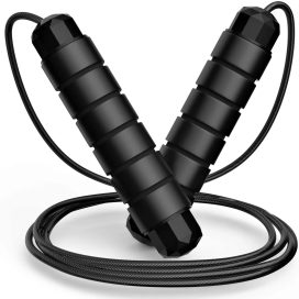 Nvzi-a Jump Rope, Tangle-Free Rapid Speed Jumping Rope Cable with Ball Bearings for Women, Men, and Kids, Adjustable Steel Jump Rope Workout with Handles for Fitness, Home Exercise Black