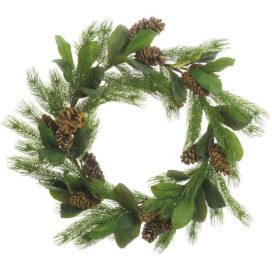 34 in. Wreath Arrangement with Magnolia Leaves and Pine Cones