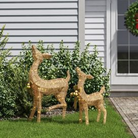 Fawn and Doe Decoration Figurine Lighted Display Set