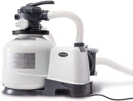 Intex 26651EG Krystal Clear 16 Inch 3,000 GPH Above Ground Pool Sand Filter Pump with Automatic Timer, GFCI, and 6 Function Control, Gray