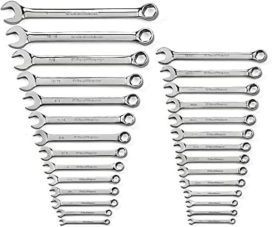 28 Pc. 6 Pt. Combination Wrench Set, SAE/Metric 81923, Chrome