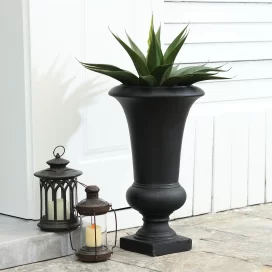 22.75" H Handmade Fiber Stone Tall Urn Planter Pot