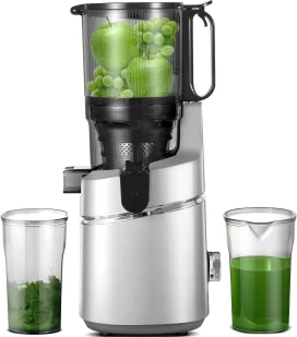 Juicer Machines, 5.3-Inch Self-Feeding Masticating Juicer Fit Whole Fruits & Vegetables, Cold Press Electric Juicer Machines with High Juice Yield, Easy Cleaning, BPA Free, 250W