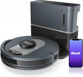 Super robotic vacuum cleaner, 30-day capacity bagless self-empty base, WiFi, Alexa compatible, black/silver