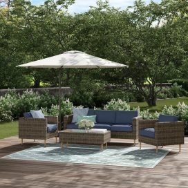 Cassidy Wicker/Rattan 5 - Person Seating Group with Cushions