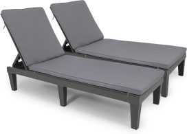 Outdoor Chaise Lounge Chairs Set of 4 with Adjustable Backrest, Sturdy Loungers for Patio & Poolside, Easy Assembly & Waterproof & Lightweight with 265lbs Weight Capacity, Black