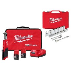 2567-22-48-22-9508 M12 12V Lithium-Ion High Speed 3/8 in. Cordless Ratchet Kit w/3/8 in. Ratchet and Socket Mechanics Set (32-Piece)