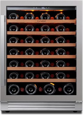 24'' Wine Cooler Refrigerator - 46 Bottle Wine Fridge Dual Zone with Modern Touch Intelligent Digital 40-65F Low Noise, Built in or Freestanding Wine Cooler for Home and Kitchen