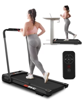 FYC 3.5HP Under Desk Treadmill C 300LBS Weight Capacity, 2-in-1 Foldable Design, Remote Control & LED Display C Compact Electric Walking and Running Machine for Walking, Running, Jogging (Black)