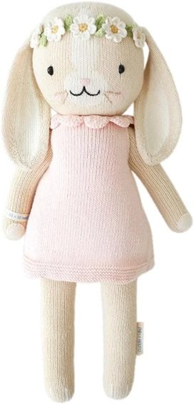The bunny blush little 13" Hand-knit Doll C 1 Doll = 10 Meals, Fair Trade, Heirloom Quality, Handcrafted in Peru, 100% Cotton Yarn