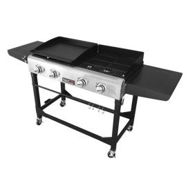 4 Burner Flat Top Liquid Propane 48000 BTU Gas Grill