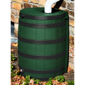 50 Gallon Darkened Rib Rain Barrel, Green