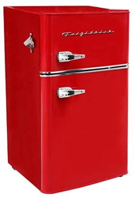 Frigidaire EFR840-RED 3.2 Cu Ft Red 2 Door Retro Bar Fridge with Side Bottle Opener