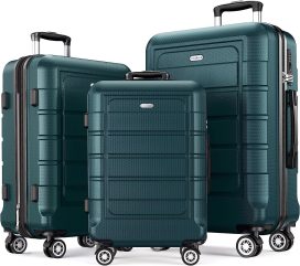 Luggage Sets Expandable Suitcase Double Wheels TSA Lock (ArmyGreen)