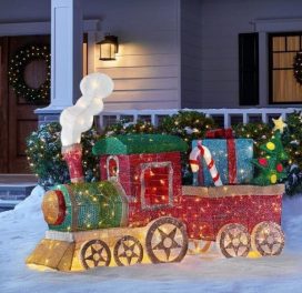 Christmas-led lighted mesh string train set