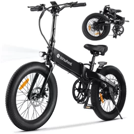 isinwheel U5-W Electric Bike Adult 500W, 20MPH, Max Range 45+ Mile E Bike, 20" Folding Bikes, 48V Removable Battery Electric Bicycle
