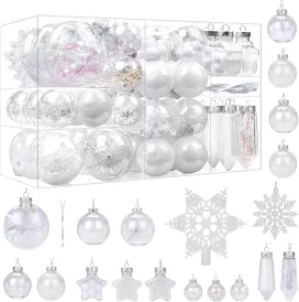 86pcs Shatterproof Plastic Clear Christmas Balls Ornaments Set
